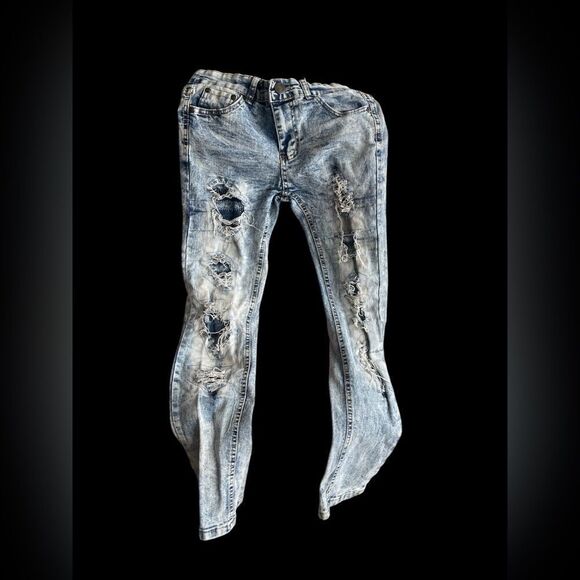 3 Yourh Skinny Boy Jeans 2 Blue distress Sz 10-12. Sz 10 Black Good Condition - Picture 2 of 12